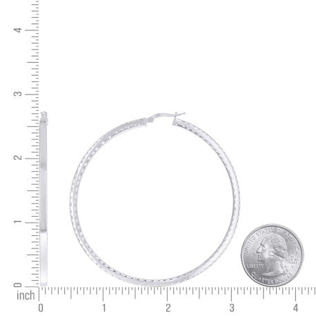 925 Sterling Silver Fancy Dc Earrings Hoop Silver