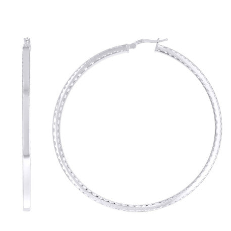 925 Sterling Silver Fancy Dc Earrings Hoop Silver