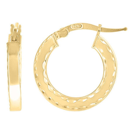 925 Sterling Silver Fancy Dc Earrings Hoop Yellow
