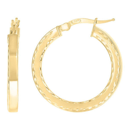 925 Sterling Silver Fancy Dc Earrings Hoop Yellow