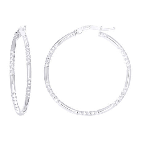 925 Sterling Silver Fancy Hoop Earring 2mm-30 Silver