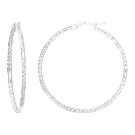 925 Sterling Silver Fancy Hoop Earring 2mm-35 Silver