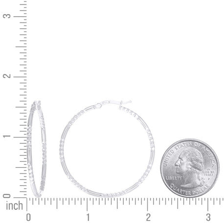 925 Sterling Silver Fancy Hoop Earring 2mm-35 Silver