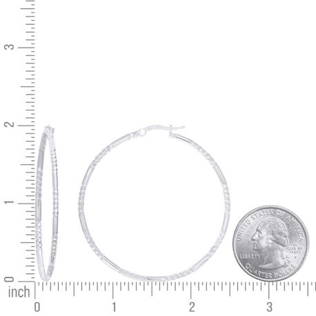 925 Sterling Silver Fancy Hoop Earring 2mm-45 Silver