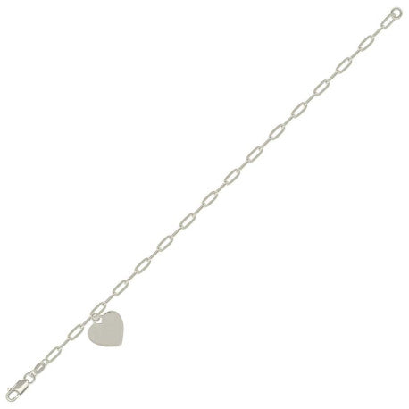 925 Sterling Silver Heart Silver Plated Bracelet 7