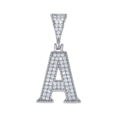 925 Sterling Silver Initial "A" Moissanite
