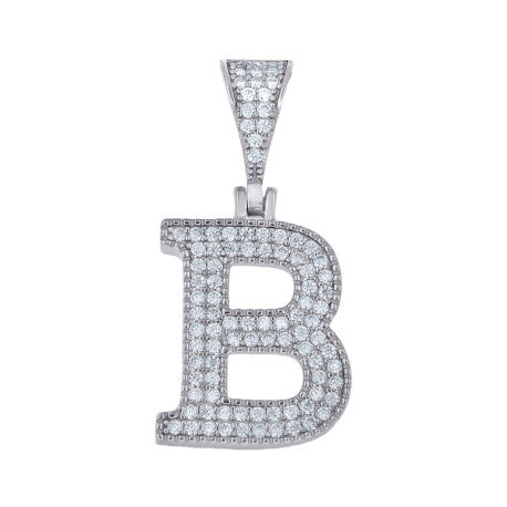 925 Sterling Silver Initial "B" Moissanite