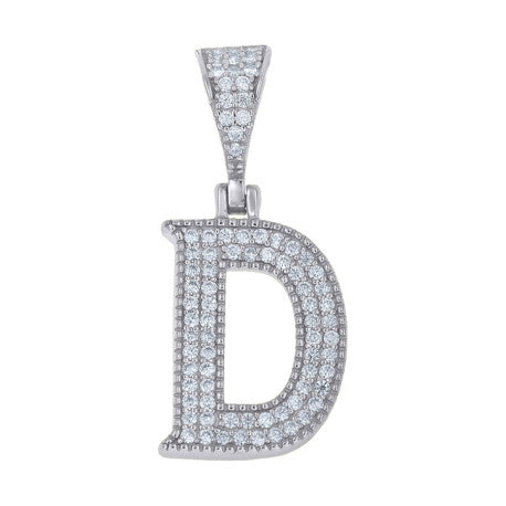 925 Sterling Silver Initial "D" Moissanite