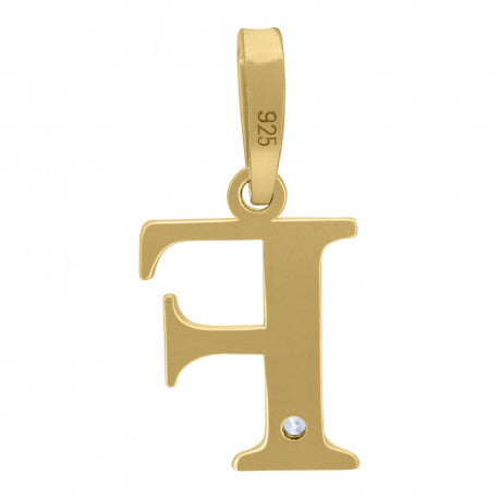 925 Sterling Silver Initial "F" Letter Pendant