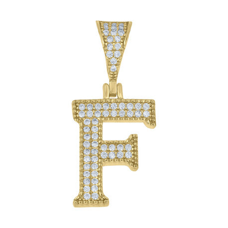 925 Sterling Silver Initial "F" Moissanite