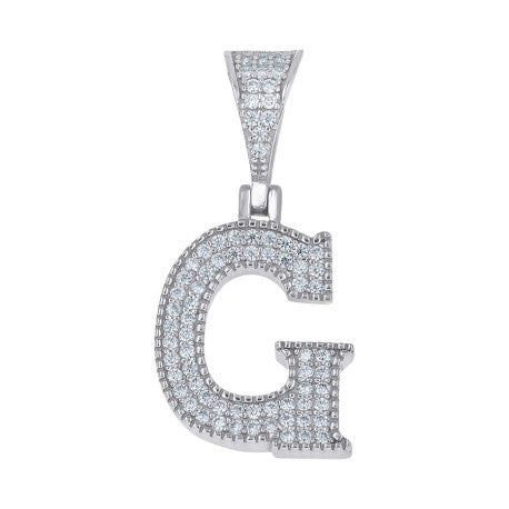 925 Sterling Silver Initial "G" Moissanite