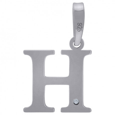 925 Sterling Silver Initial "H" Letter Pendant
