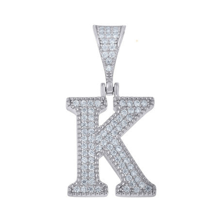 925 Sterling Silver Initial "K" Moissanite