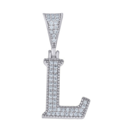 925 Sterling Silver Initial "L" Moissanite