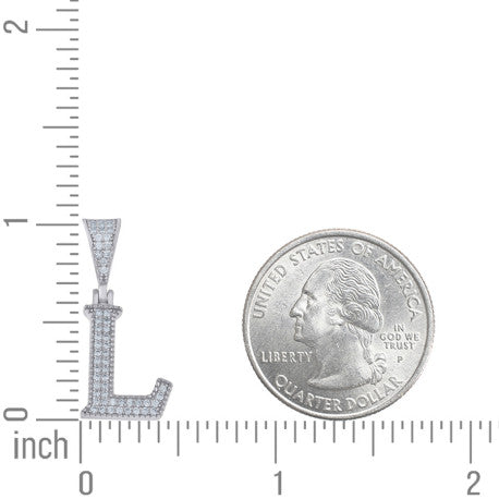 925 Sterling Silver Initial "L" Moissanite