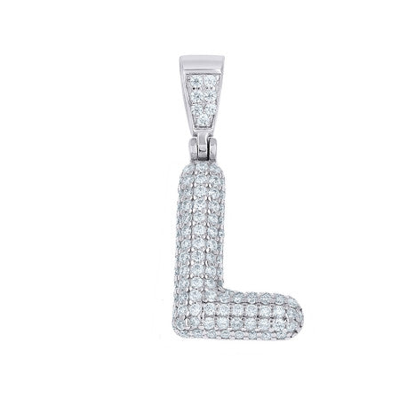 925 Sterling Silver Initial Letter Moissanite Pendant