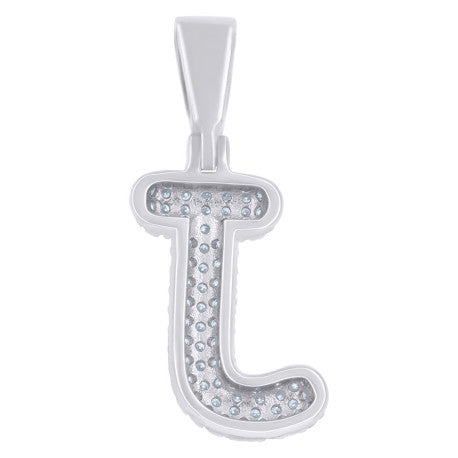 925 Sterling Silver Initial Letter Moissanite Pendant