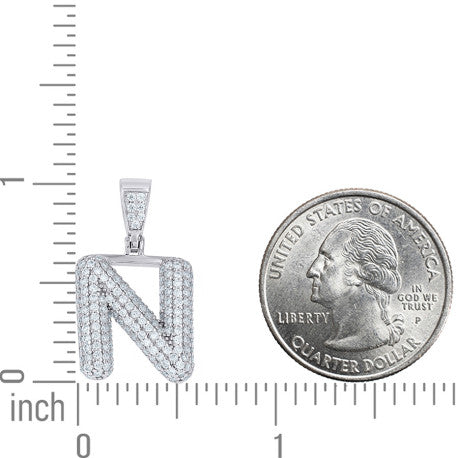 925 Sterling Silver Initial Letter Moissanite Pendant