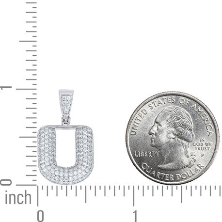 925 Sterling Silver Initial Letter Moissanite Pendant