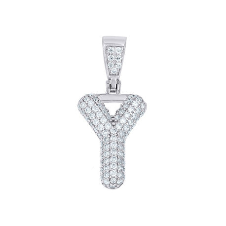 925 Sterling Silver Initial Letter Moissanite Pendant