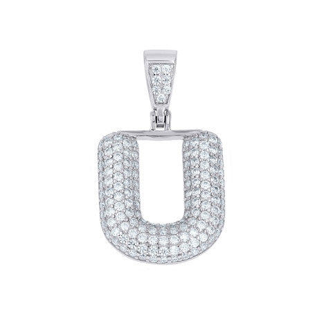 925 Sterling Silver Initial Letter Moissanite Pendant