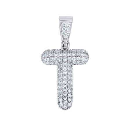 925 Sterling Silver Initial Letter Moissanite Pendant