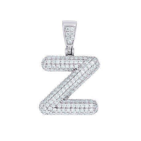 925 Sterling Silver Initial Letter Moissanite Pendant