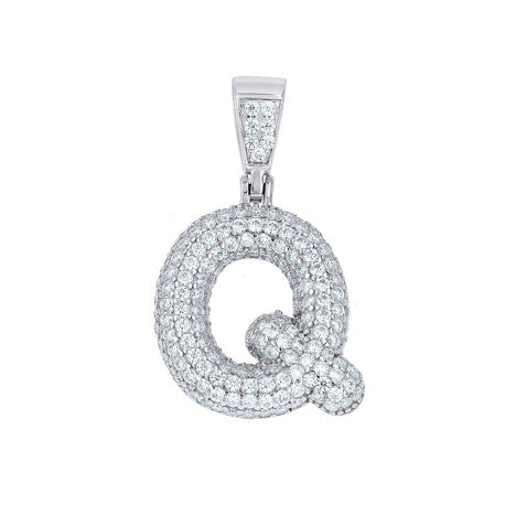 925 Sterling Silver Initial Letter Moissanite Pendant