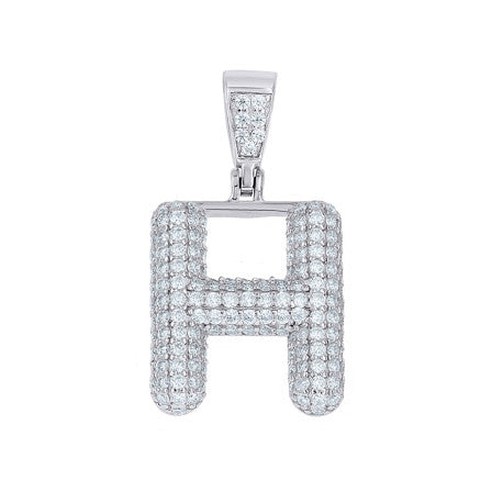 925 Sterling Silver Initial Letter Moissanite Pendant