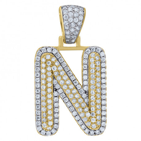925 Sterling Silver Initial Letter "N" Pendant