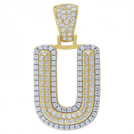 925 Sterling Silver Initial Letter "U" Pendant