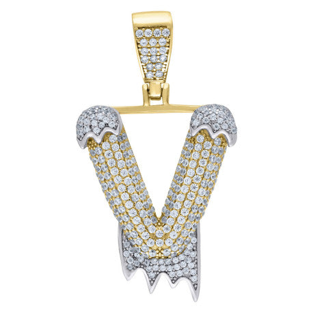 925 Sterling Silver Initial Letter "V" Pendant