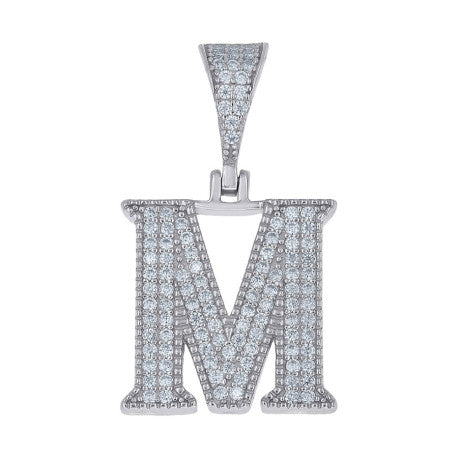 925 Sterling Silver Initial "M" Moissanite