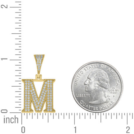 925 Sterling Silver Initial "M" Moissanite