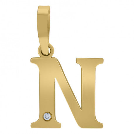 925 Sterling Silver Initial "N" Letter Pendant