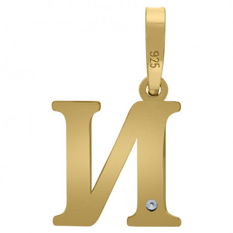 925 Sterling Silver Initial "N" Letter Pendant