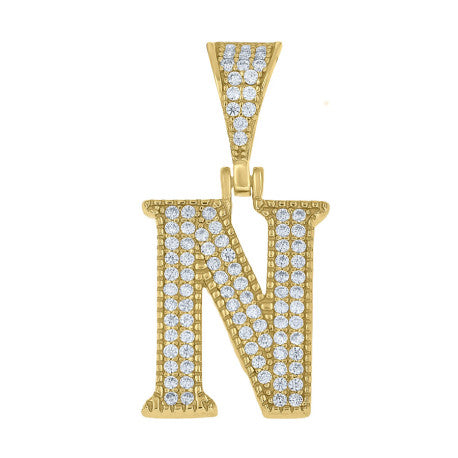 925 Sterling Silver Initial "N" Moissanite