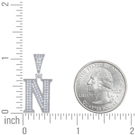 925 Sterling Silver Initial "N" Moissanite
