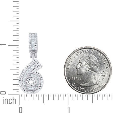 925 Sterling Silver Initial Number Moissanite Pendant