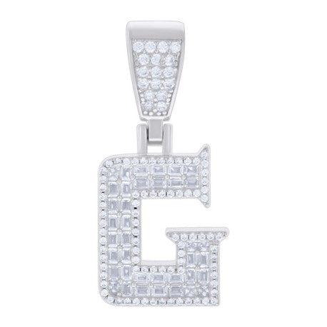 925 Sterling Silver Initial Pendant "G"