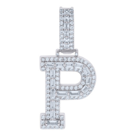 925 Sterling Silver Initial Pendant "P"