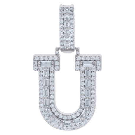 925 Sterling Silver Initial Pendant "U"