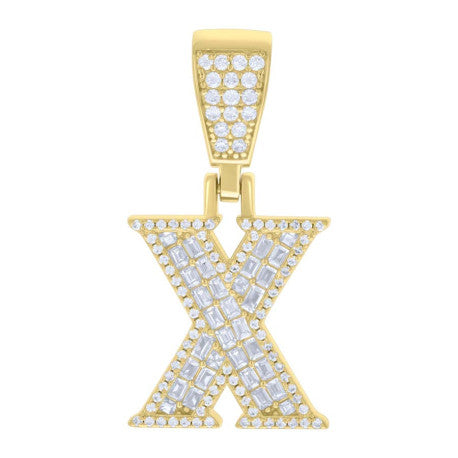 925 Sterling Silver Initial Pendant "X"