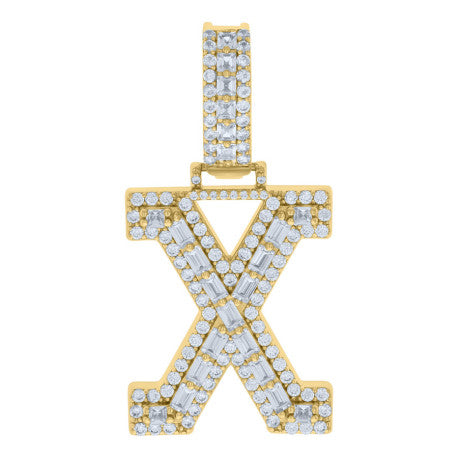 925 Sterling Silver Initial Pendant "X"