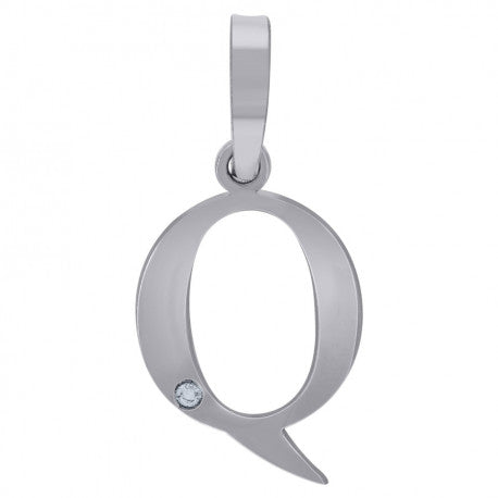 925 Sterling Silver Initial "Q" Letter Pendant