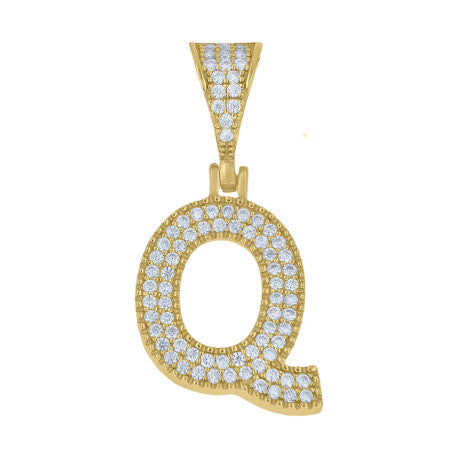 925 Sterling Silver Initial "Q" Moissanite