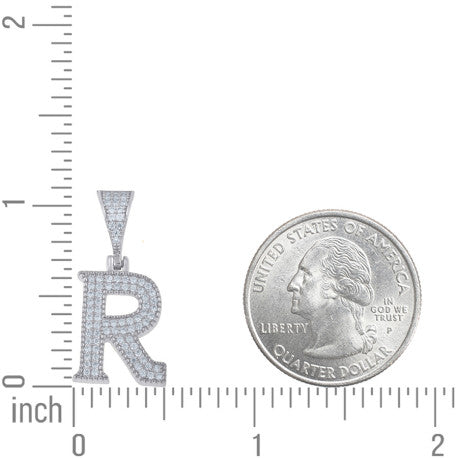 925 Sterling Silver Initial "R" Moissanite