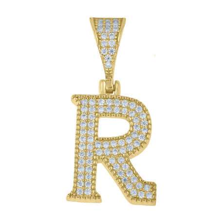 925 Sterling Silver Initial "R" Moissanite