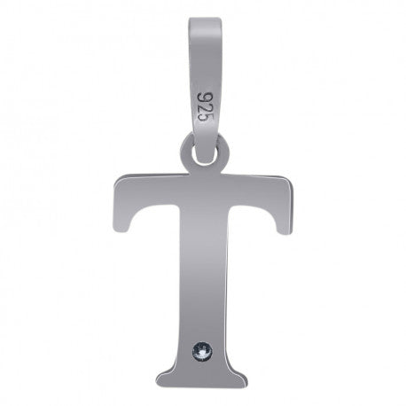 925 Sterling Silver Initial "T" Letter Pendant