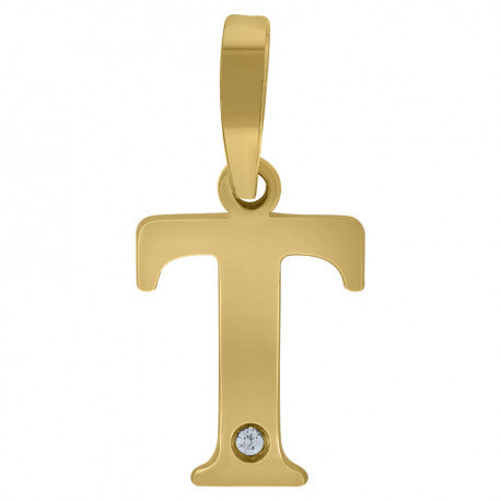 925 Sterling Silver Initial "T" Letter Pendant